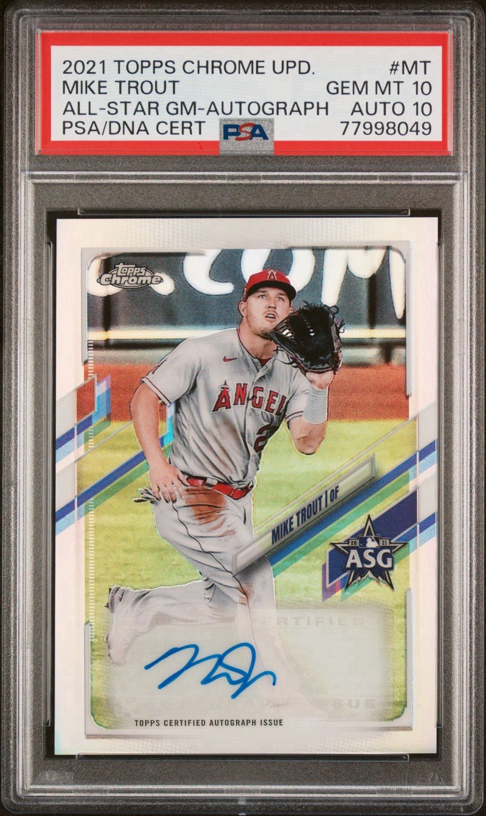 2021 Topps Chrome Upd Mike Trout All-Star Game Refractor AUTO PSA 10 AUTO 10 #MT