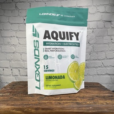 LGXNDS Aquify Electrolyte Powder Packets, Limonada Lemon Flavor, 15 Sticks