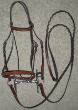Bobby's Silver Spur Plain Raised Snaffle Horse Bridle Flat Reins Snaffle Bit