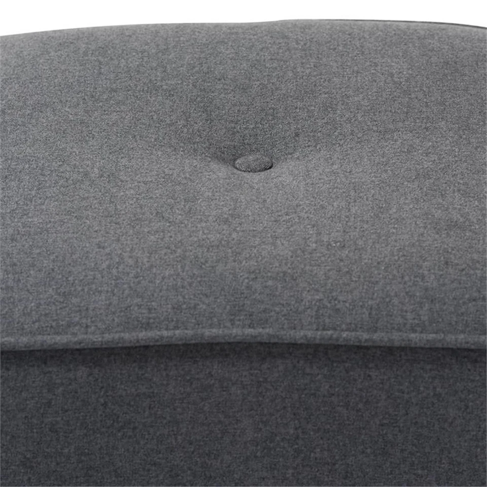 Baxton Studio Corinne 16" Square Ottoman in Dark Gray - Image 4 of 4