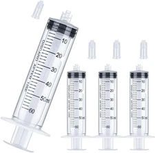 60mL Luer Lock Syringe 4 Pack Large Plastic Sterile Syringes without Needle,... 