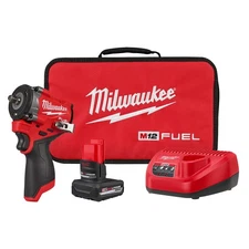 Milwaukee M12 FUEL Stubby 3/8in. Impact Wrench Kit, Drive Size 3/8in., 12V,
