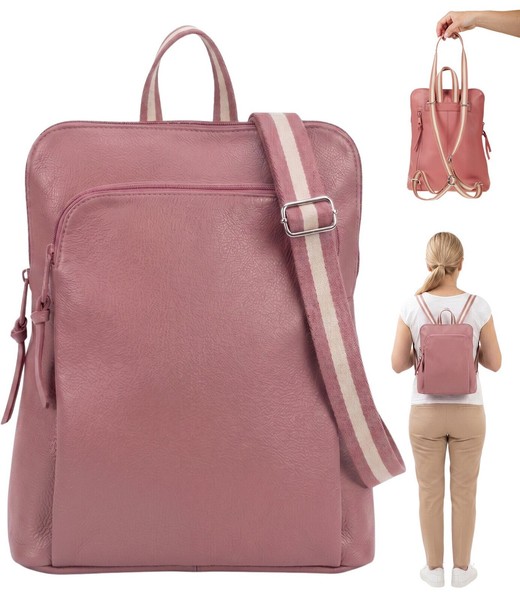 Damenrucksack Handtasche Leder Rucksack Freizeit A4 Alessandro Rom 12979 Rosa +E-image