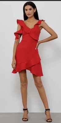 NWT BCBG MAXAZRIA SIZE 2 RUFFLED COLD SHOULDER ASYMMETRICAL MINI DRESS $268  | eBay