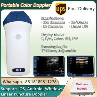 128 Elements 10-14MHz Linear Puncture Color Doppler Wifi Ultrasound Probe