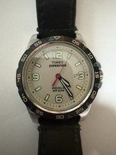 Timex Expedition Indiglo Wr50m White Dial Quartz Watch Glow Dial Running