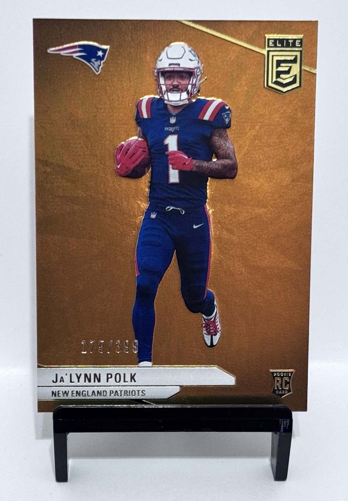 2024 Panini Donruss Elite Ja’Lynn Polk RC /399 Orange Foil #153 Patriots