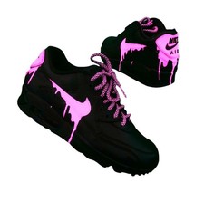 Custom Nike Air Max 90 - Black Pink Drip - Hand-Painted - Dripped Nike Shoe