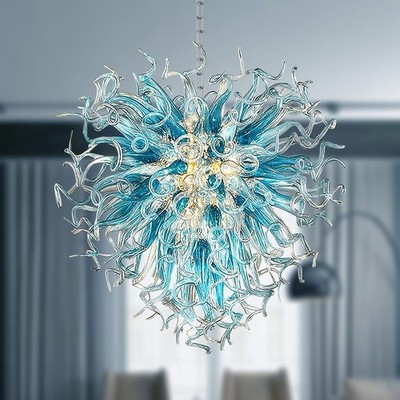 Contemporary Chandeliers Modern Hand Blown Glass Art Lighting, Hanging Pend...