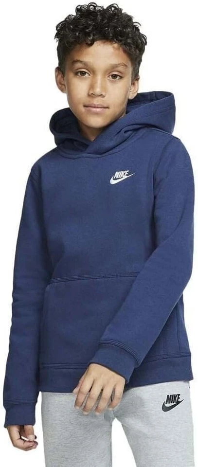 Nike Boys NSW Pull Over Hoodie Club, Midnight NavyWhite, Grande Foto 2 de 4