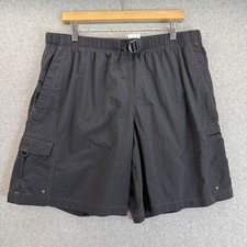 Columbia Cargo Shorts Nylon Outdoor Hiking Casual Belted Black Mens Size Large