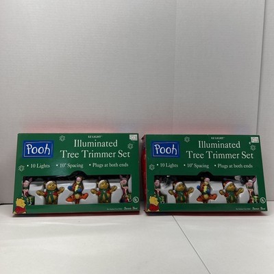 2 - Pooh Illuminated Tree Trimmer EZ Lights, Santa's Best, Ten Light Set WORKS