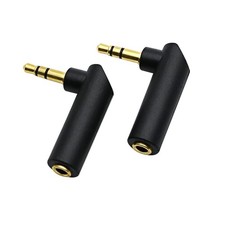 3.5mm Male to Female Audio Adapter 90 Right Angle Stereo Jack AUX 2 Pack