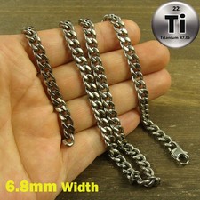 Pure Titanium 6.8mm Wide Curb Chain Anti-allergy Necklace, Length 25.59"