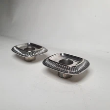 Antique Silver plated over Copper Candle Holder Drip Cup BOBECHES Set of 2