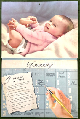 1945-46 HEINZ BABY FOOD vintage advertising calendar BABY'S BIRTH, SHOTS & DIARY