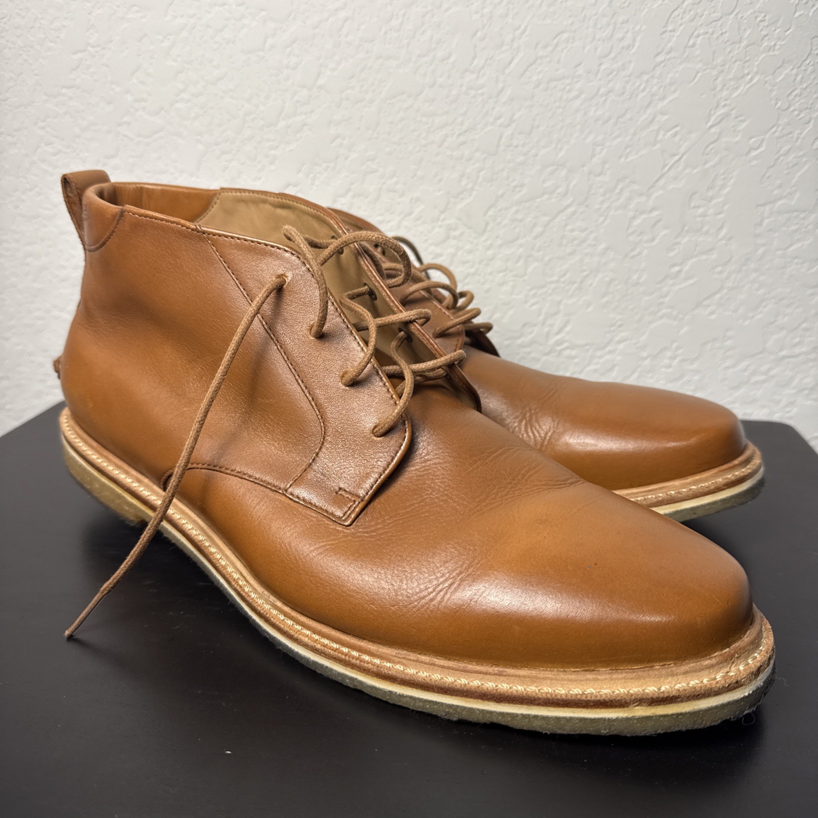SAOLA Stivali chukka Tommy Bahama Lancaster da uomo in pelle misura 13D suola crepe marrone