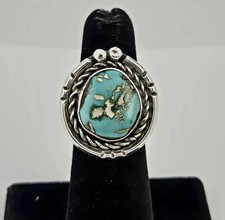 Vintage Sterling Silver Turquoise Cabochon Native Ring Size 5 Southwestern 8.2g