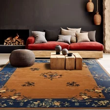 LoomBloom Multi Sizes Camel Hand Tufted Art Deco New Zealand Wool Rug