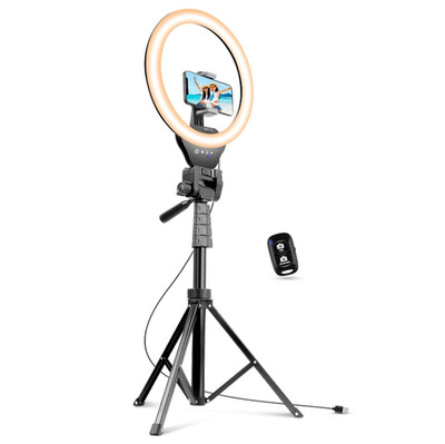 Aro de Luz 12'' con Trípode, Palo Selfie y Control Remoto para Streaming. Nuevo