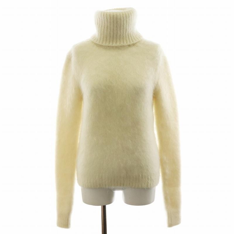 Maglione maglia Saint Laurent Paris manica lunga girocollo misto mohair S bianco