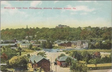 Bird's Eye View Phillipsburg Colleges Easton PA Lafayette Postcard