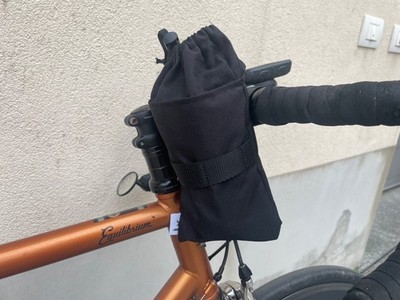 Handgefertigte Bike Packing Vorbau Lenkertasche schwarz grün grau