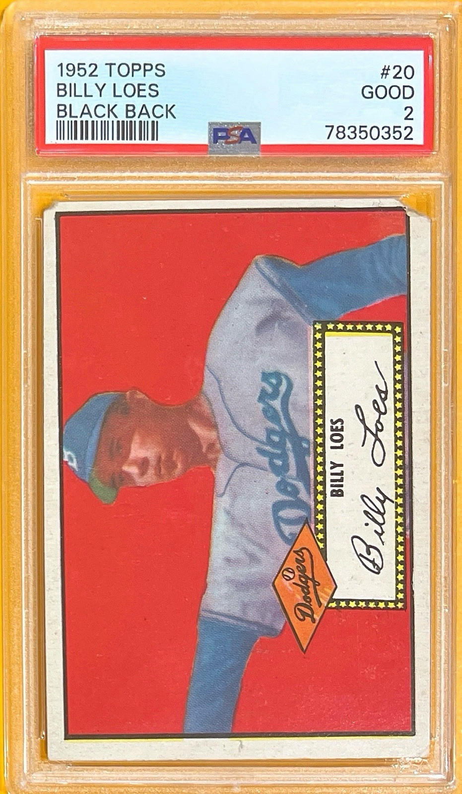 1952 Topps - Black Back #20 Billy Loes (RC) - PSA 2
