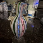Vintage Murano Glass Vase  Ribbons 5 inches