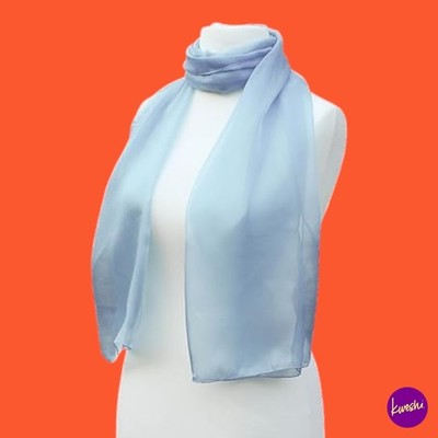 MYTOPTRENDZ Damen Uni Chiffon Schal, transparentes Halstuch, himmelblau, Einheitsgröße