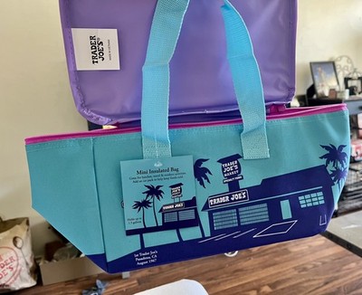 Trader Joes Mini Insulated Tote Bag Ice Blue  Zipper 2026 Lunch Box New NWT