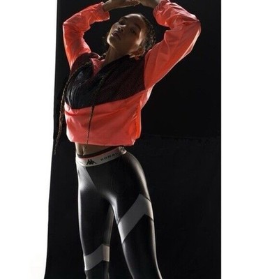 Koral x Kappa Women s Windbreaker Jacket Guava Black Cropped Anorak Sz Large