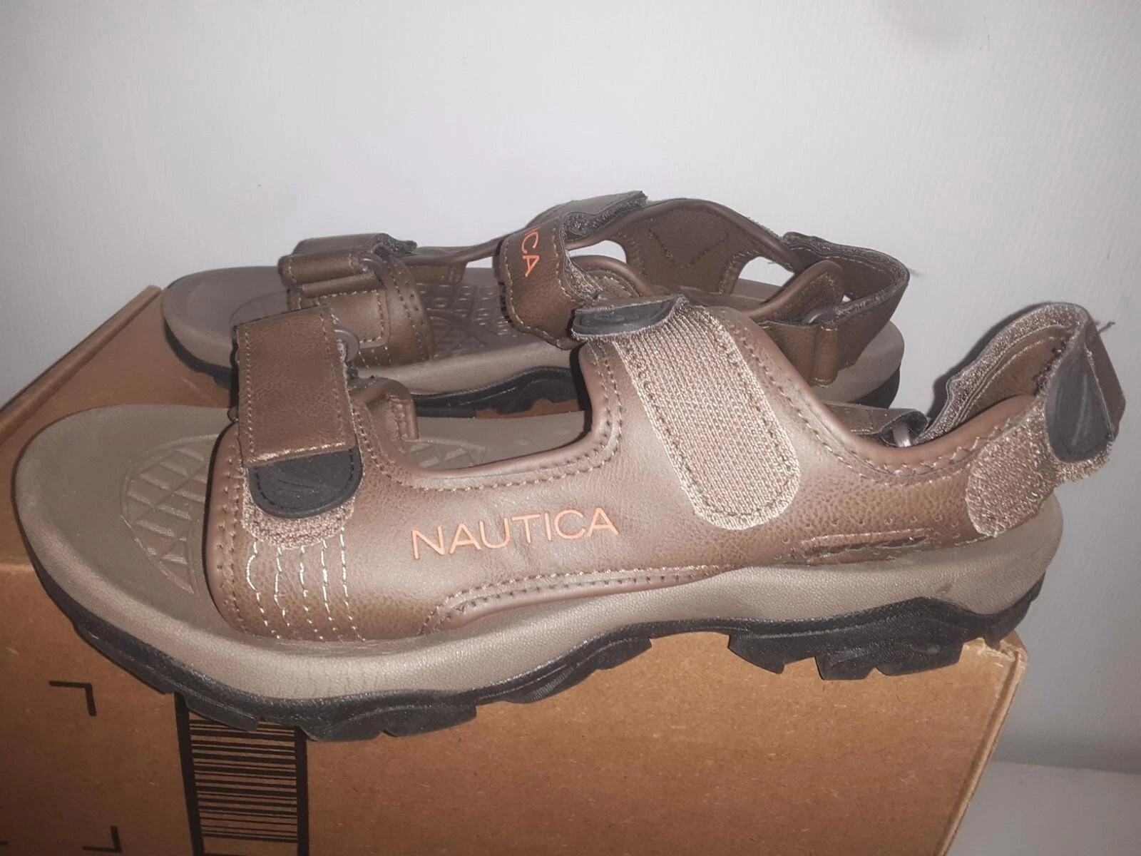 New! Nautica Men's Senecca Strap Open Sandals Brown US Size 11 (#200/25)