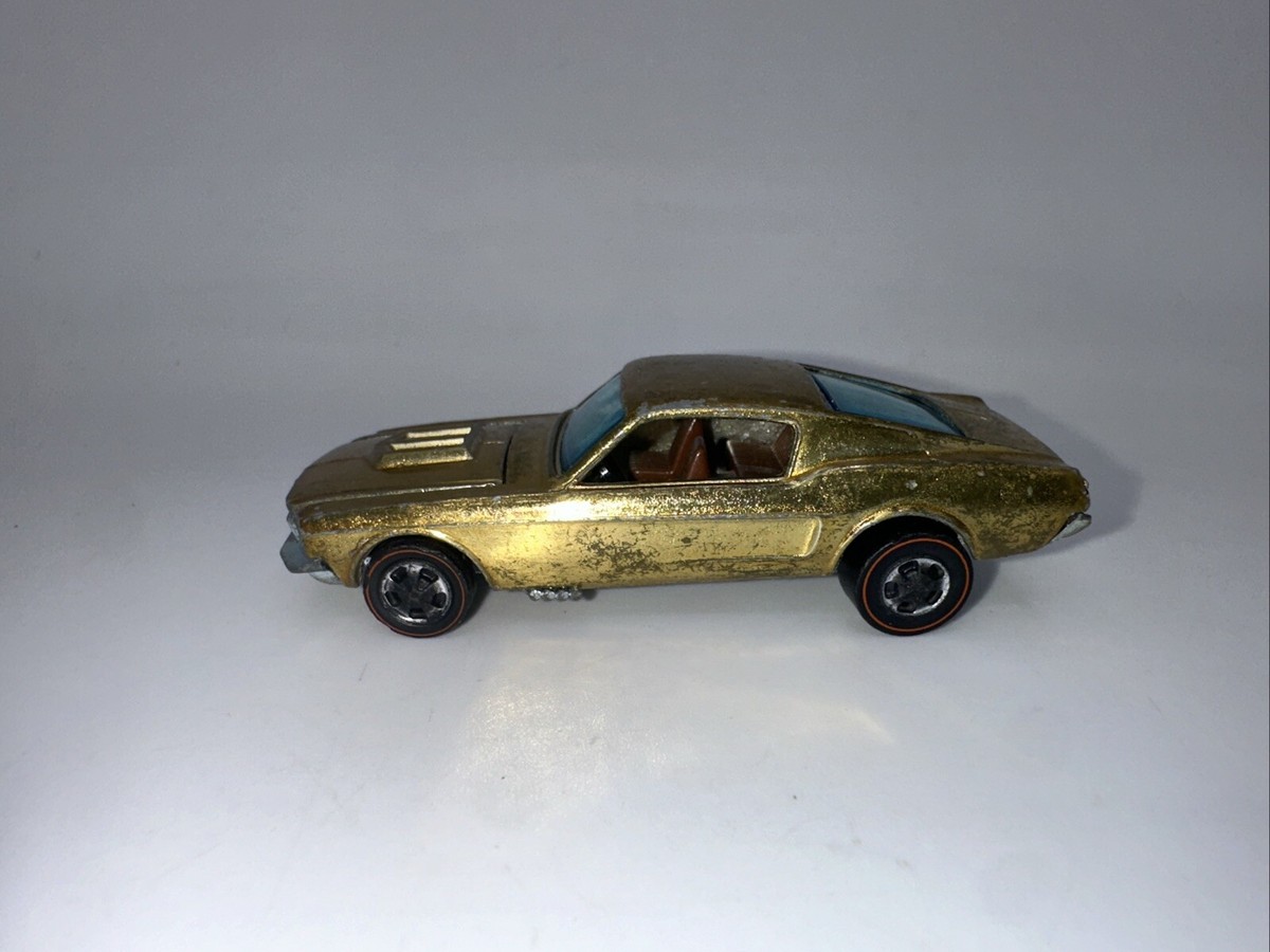 1968 Hot Wheels Redline Custom Mustang Gold- Brown Interior