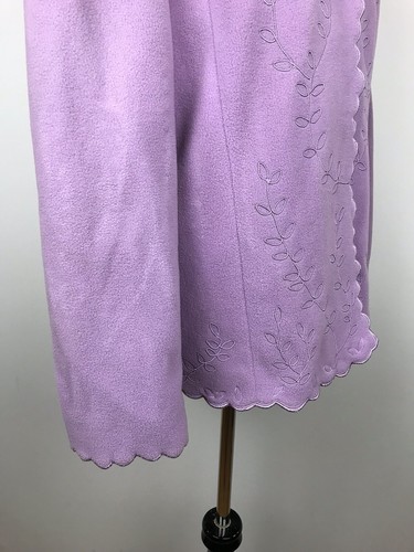 Susan Graver Fleece Jacket Purple Blazer Scallops Embroidered Sz L Coat Blazer - Picture 2 of 8
