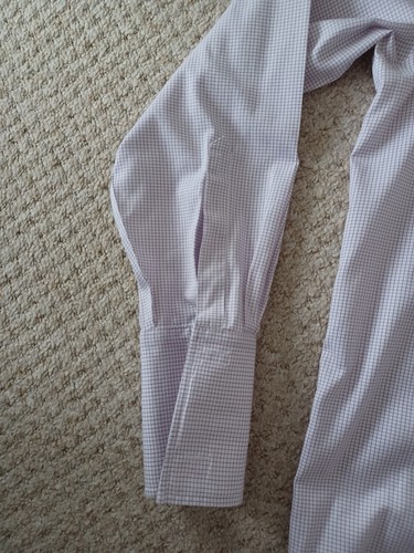 CHARLES TYRWHITT Cutaway Mini Grid Check Lilac Non-iron Classic Fit 16.5/36 - Picture 3 of 9