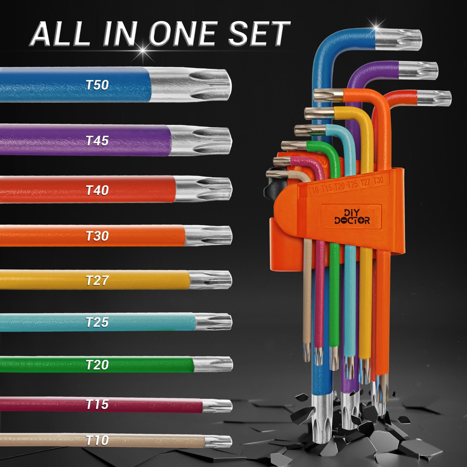 Torx Key Set Allen Star Torque Long Handle Wrench Hex Extra Security