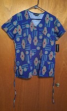 Women's Scrub Top by Cassandra O size M NWT with Tie Belt