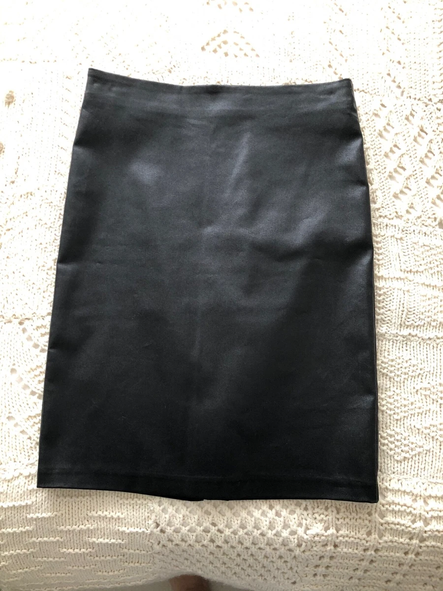 Black coated denim pencil skirt sales