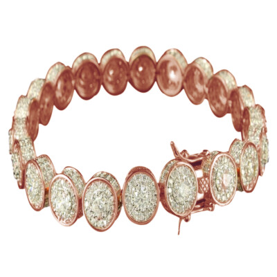 14K Rose Gold Finish Mens Custom 360 Rapper Style Bracelet Sale