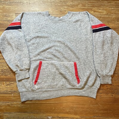 Vintage 70s Champion Blue Bar Sweatshirt Size XL Raglan Striped  