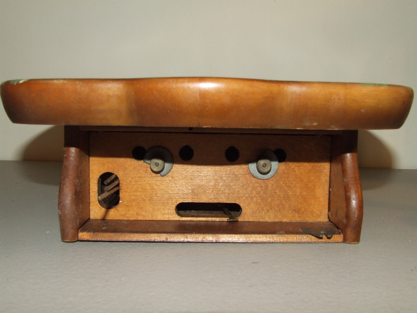 Antique Hand Painted Walnut Wag On Wall German Mid Century Mechanical Wall Clock