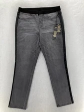 DG2 Diane Gilman Pull On Skinny Ankle Jeans Women's Large Gray Stretch Denim NWT