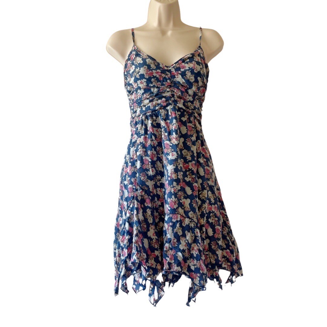 charlotte ronson silk dress CHARLOTTE RONSON Size 4 WATERCOLOR 100% Silk Side Boned Strapless Dress