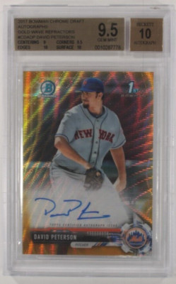 2017 Bowman Chrome Draft David Peterson W/Auto Gold Wave Ref BGS 9.5 #CDA-DP