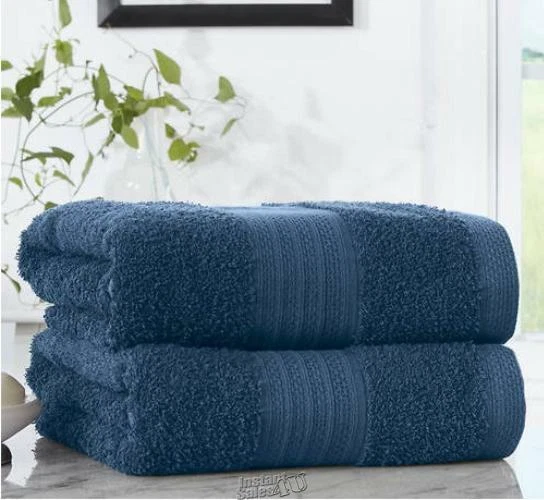 Paquete de 2 sábanas de baño de algodón puro medieval azul marino 100 % algodón 30" ancho x 60" largo Foto 2 de 2