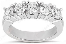 5 Round Diamond Wedding Ring 14k Gold Band 1.10 carat total, F color VS/SI1