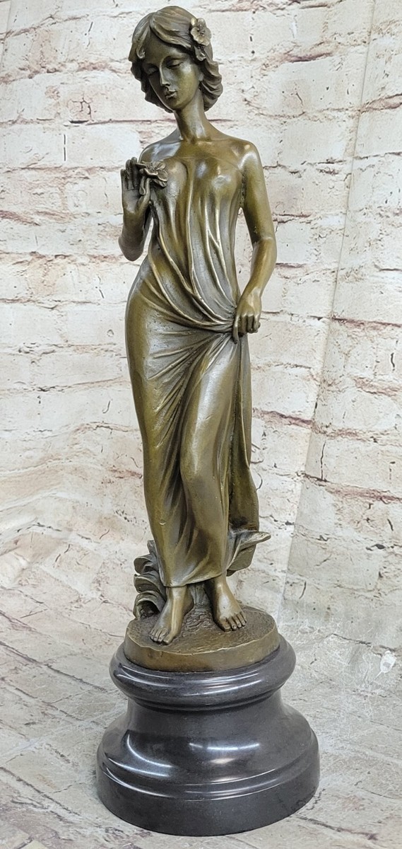 Statue Danseuse En Bronze Massif Style Art Déco/Art Nouveau - Signée Bergey, 45 Cm