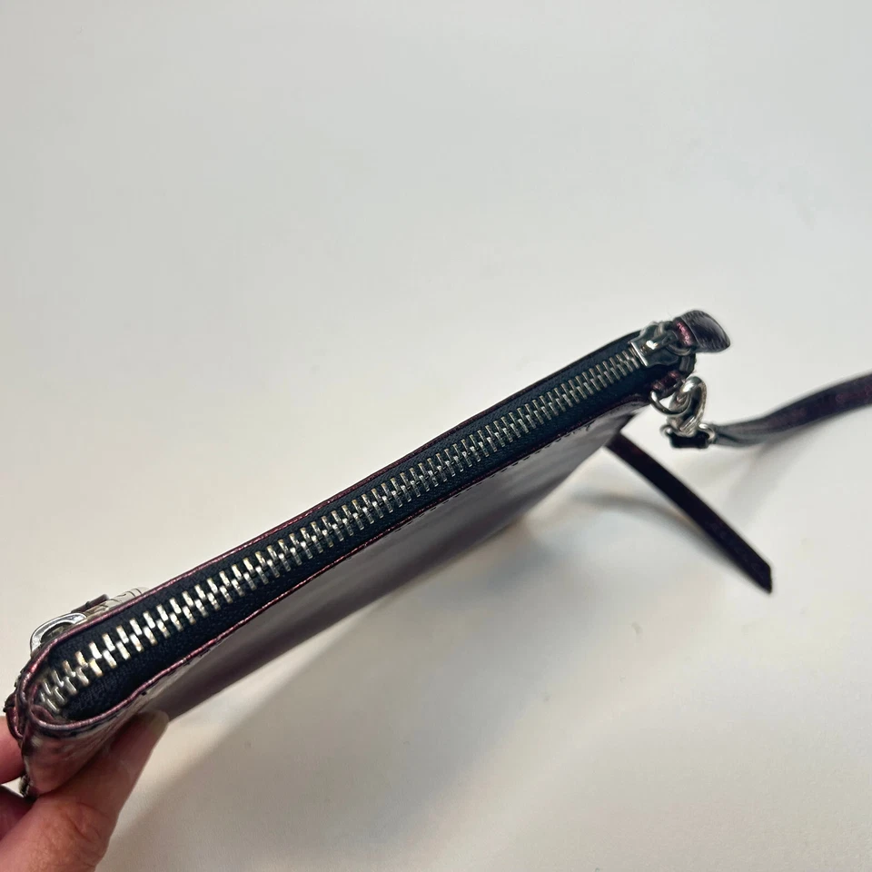 *BRIGHTON Triple Cremallera Bolsillos Muñequera Cuero Rojo Brillante Foto 3 de 4