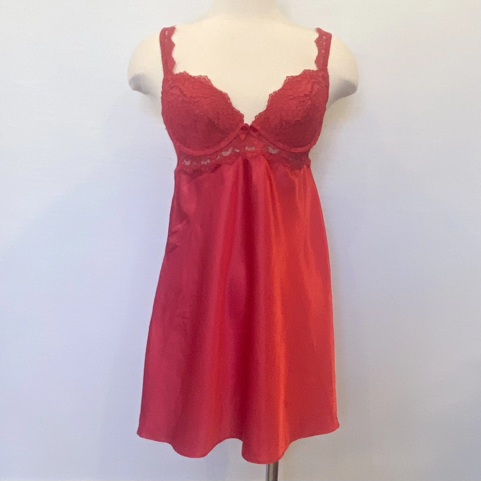 UNDERCOVER Abito slip babydoll anni 90 Victoria’s Secret rosso ciliegia vintage reggiseno miracoloso
